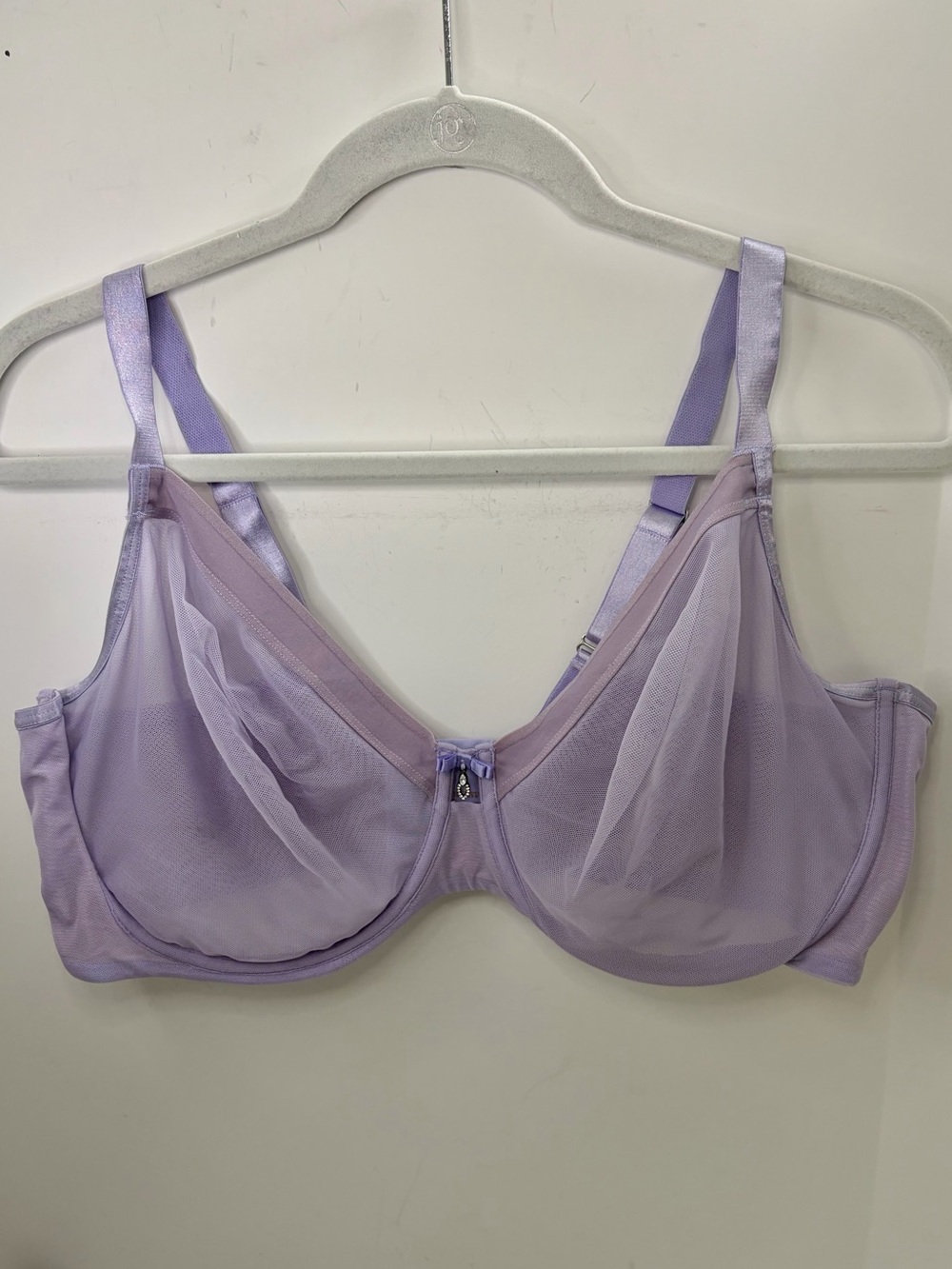Curvy Couture Sheer Lavender Lilac Adjustable Strap Bra 38H